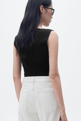 Haut en maille col bateau - Noir