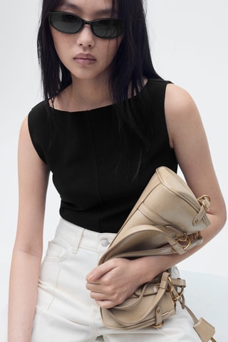 Haut en maille col bateau - Noir