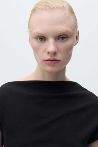 Robe midi drapée - Noir