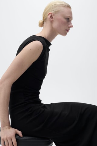 Robe midi drapée - Noir