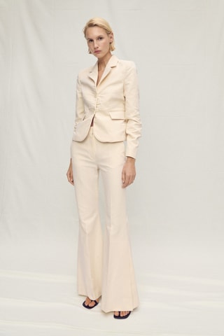 Pantalon de costume évasé en lin mélangé - Ecru