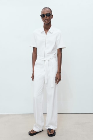 Combinaison jean ceinture - Blanc