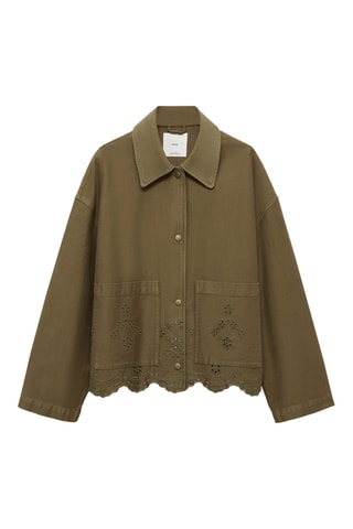 Surchemise coton détails ajourés - Kaki