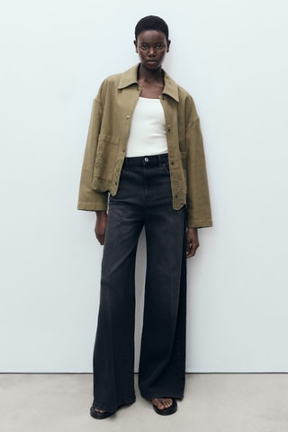 Surchemise coton détails ajourés - Kaki