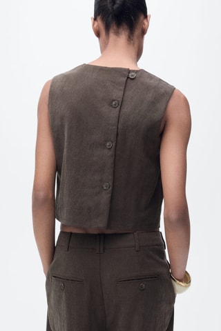 Top en lyocell avec boutons dans le dos - Marron