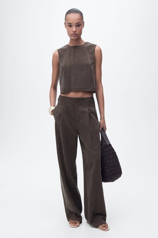 Top en lyocell avec boutons dans le dos - Marron