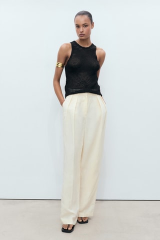 Top Lurex maille ajourée - Noir