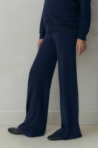 Pantalon de grossesse maille wideleg - Bleu marine