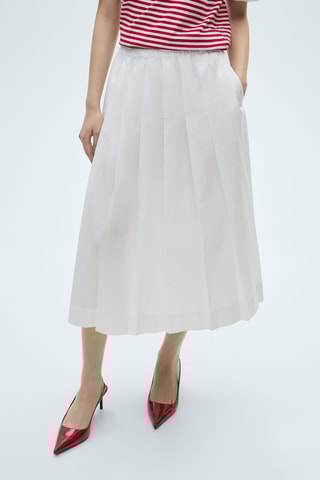 Jupe plissée coton - Blanc