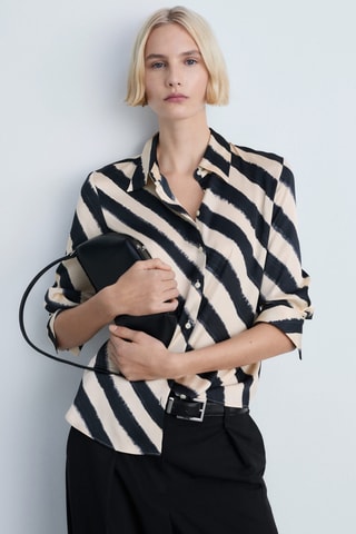 Chemise satinée imprimée - Gris