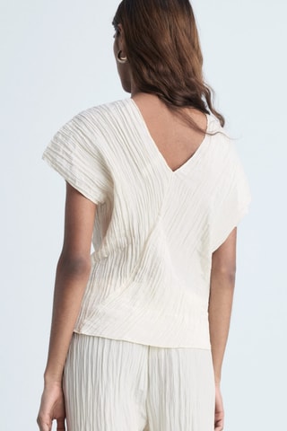 Top col V effet froissé - Vanille