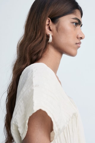 Top col V effet froissé - Vanille