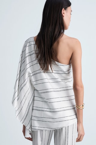 Blouse asymétrique rayures - Blanc