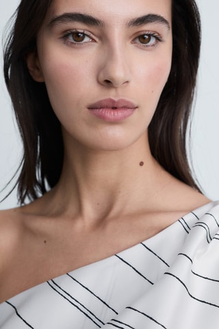 Blouse asymétrique rayures - Blanc