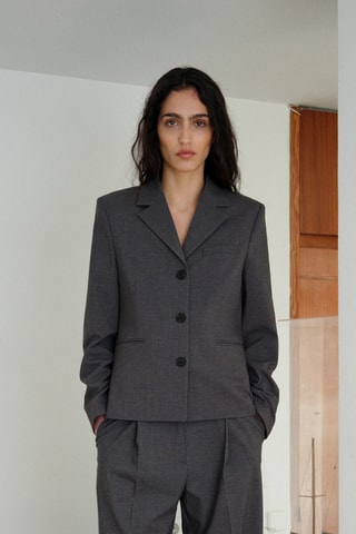 Blazer costume droit à boutons - Gris