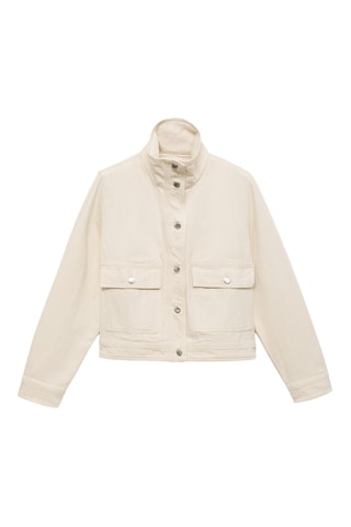 Veste en coton col montant poches - Ecru
