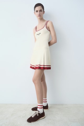 Baskets empiècements en daim à rayures contrastées - Chocolat