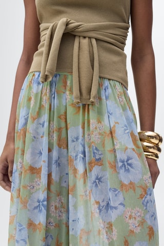 Pantalon ballon imprimé à fleurs - Vert menthe