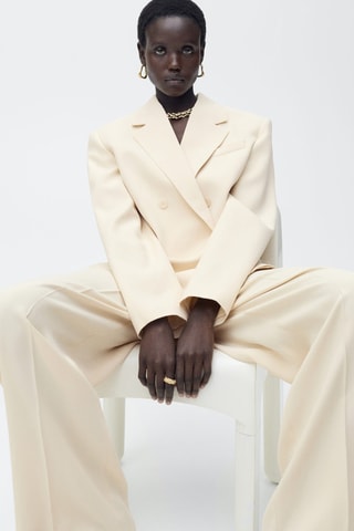 Pantalon costume wideleg à pinces - Vanille