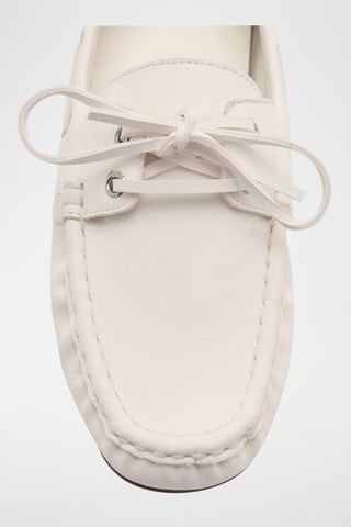 Chaussures bateau cuir à lacets - Blanc