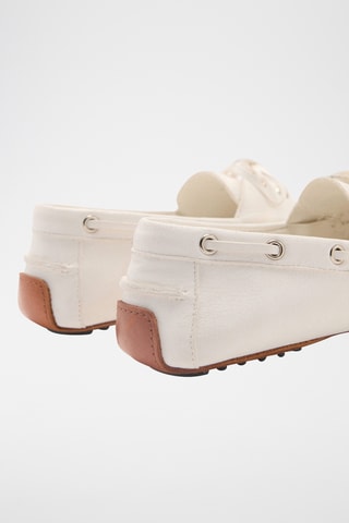 Chaussures bateau cuir à lacets - Blanc