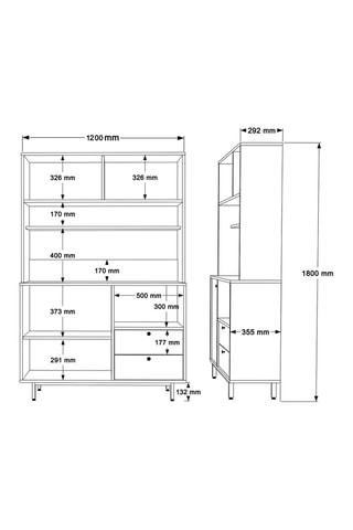 Buffet de cuisine 6 portes - 120 x 180 x 35,5 cm