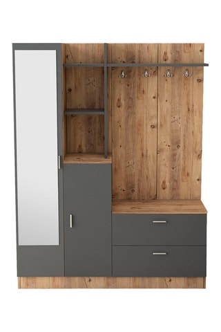 Meuble d'entrée 2 portes Gris et imitation bois