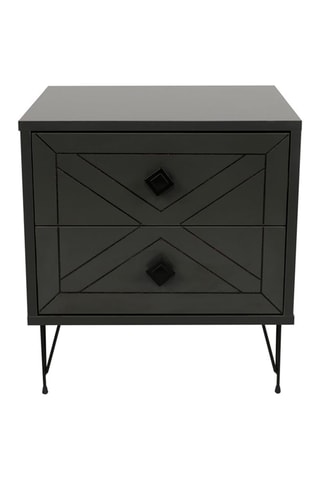Table de chevet 2 tiroirs - Anthracite et noir