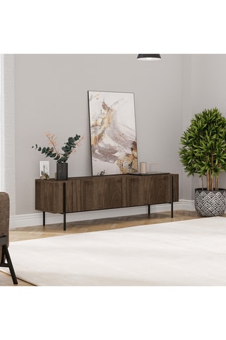 Meuble TV 2 abattants Herman - Imitation noyer