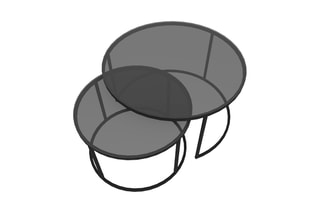 2 tables gigognes en verre - 42 x 37 / 60 x 43 cm