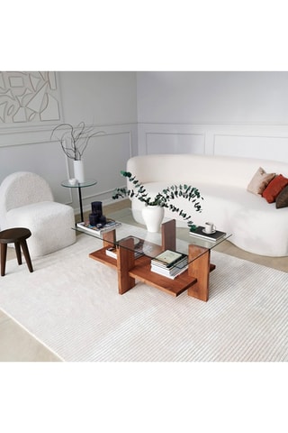 Table basse - En verre et bois - 105 x 60 x 40 cm