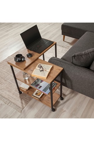 Table d'appoint modulable à roulettes Imitation bois et noir