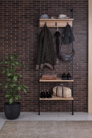 Porte-manteau polyvalent Imitation bois et noir