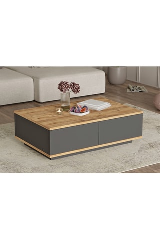 Table basse 2 abattants - Imitation bois et gris