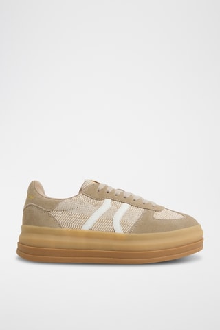 Leren Platform Sneakers Elabrintar - Beige