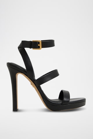 Leren Platform Sandalen met Hak Kardy - Zwart