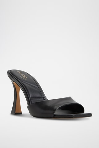 Mules à talons en cuir Jennifer - Noir