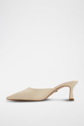 Mules à talons en cuir Goldenlight - Crème