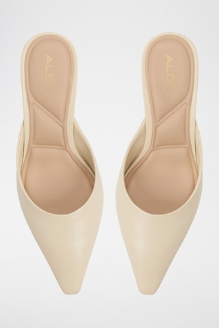 Mules à talons en cuir Goldenlight - Crème