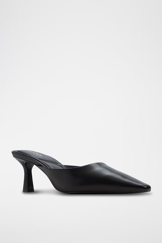 Mules à talons en cuir Goldenlight - Noir