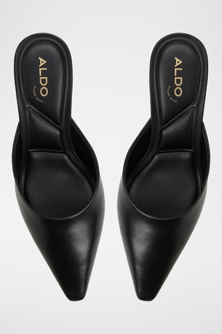 Mules à talons en cuir Goldenlight - Noir