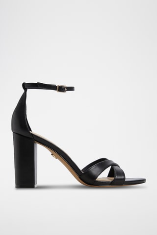 Leren Sandalen met Hak Melodie - Zwart