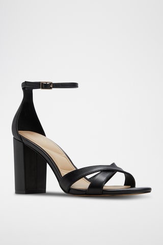 Leren Sandalen met Hak Melodie - Zwart