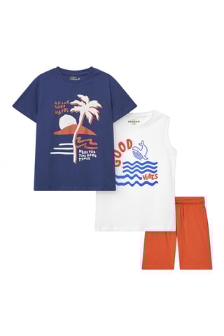 Set 3 pezzi - Blu e bianco