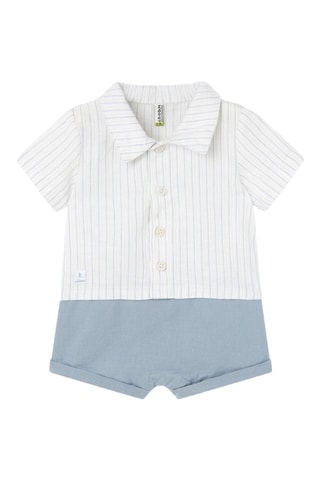 Tuta trompe-l’œil in lino - Celeste