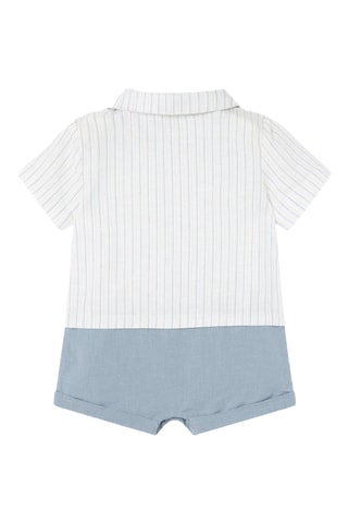 Tuta trompe-l’œil in lino - Celeste