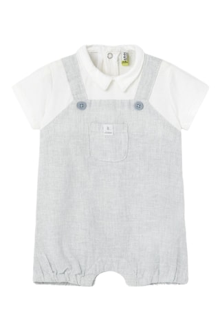 Tuta trompe-l’œil in lino - Ecrù