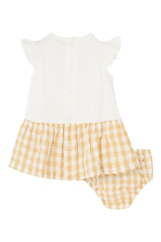 Vestido e bloomer - Cru e laranja