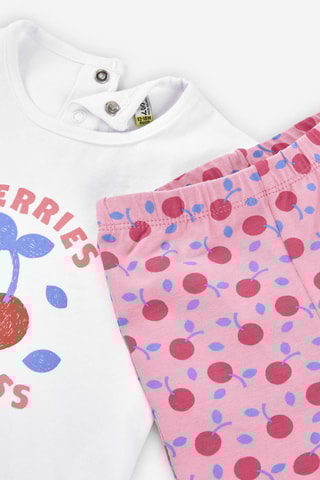 T-shirt e leggings - Branco e rosa