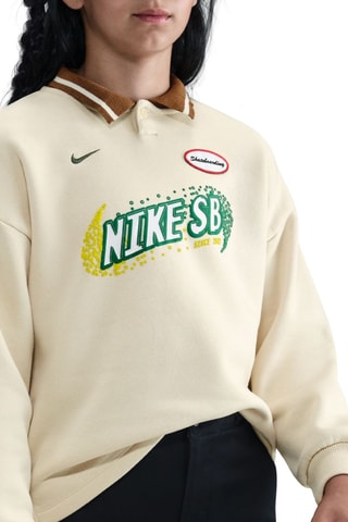 Polo de skate polaire Nike SB - Ecru et kaki